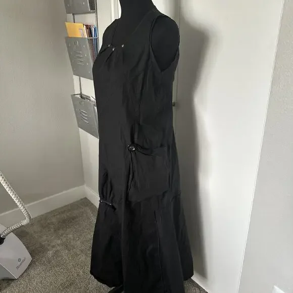 RONI RABL Lagenlook Midi Dress Artsy Cotton Black Small - Picture 2 of 7